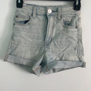 ae light wash next level stretch curvy high rise shortie